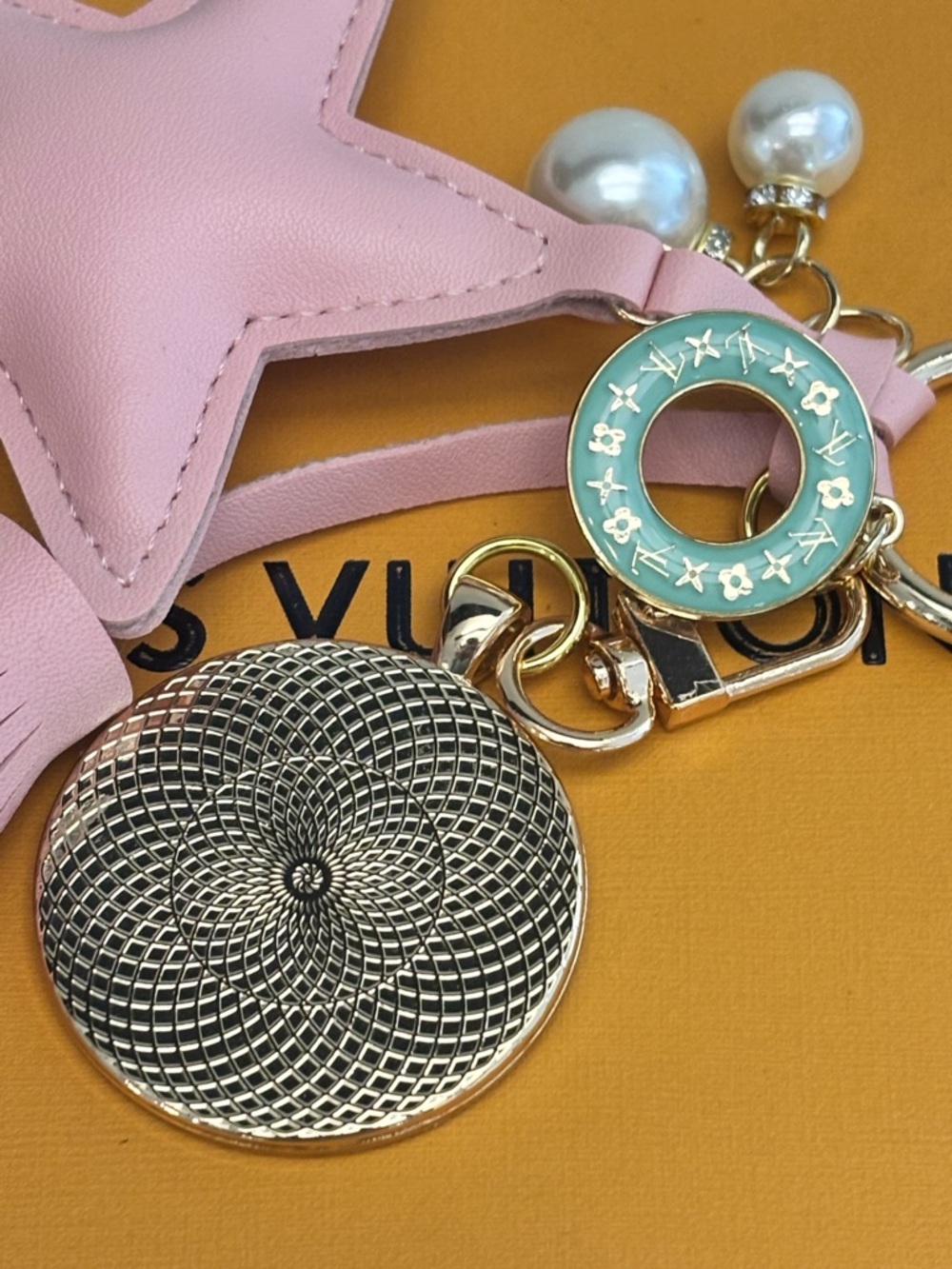 Louis Vuitton Bag Charm, Star, tassel, LV disc & LV Zipper Pull Upcycled 7 in - Picture 4 of 5